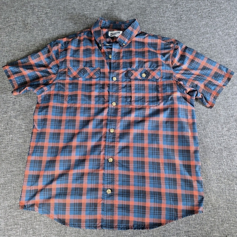 Duluth Trading Co Short Sleeve Plaid Button Up Shirt Men's Size 2XL
